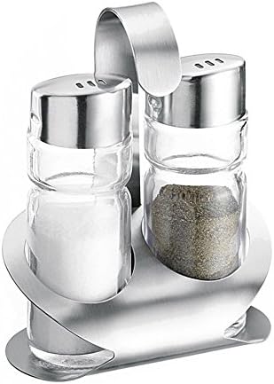 Westmark Salt and Pepper Caddy, 3 parts, Volume: 40 ml each, Stainless Steel/Glass, Wien, Silver/Transparent, 65022260