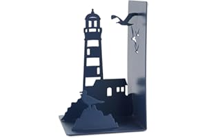 ‎BALVI Balvi Buchstützen Lighthouse Farbe Blau Klassischer Ausblick auf die Küste: Leuchtturm und Möwen Meta