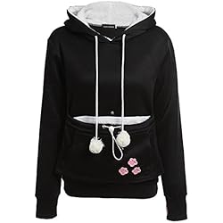 Sudaderas Con Capucha Mujer Deportivas Elegante Manga Larga Oreja De Gato Del Bolsillo Canguro De La Sudadera Otoño E Invierno Chándales Camisetas De Deporte Top