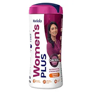Womens Horlicks Plus, Health Drink, Bone Nutrition Specialist, 100% RDA of Calcium, Vitamin D, Vitamin K2, No Added Sugar, Caramel Flavour, Jar, 400g