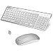 Produktbild Tastatur Maus Set Kabellos QWERTY Layout Amerikanisch , Fenifox Wireless Keyboard Mouse 2,4G, Flüsternd Key, für Computer PC Laptop Passend für Büro, Haus, Publikum- Weiß und Silber