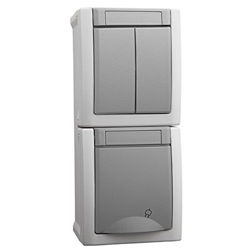 Preisvergleich Produktbild Serienschalter / Steckdose senkrecht, Aufputz, Feuchtraumsteckdose, ViKO