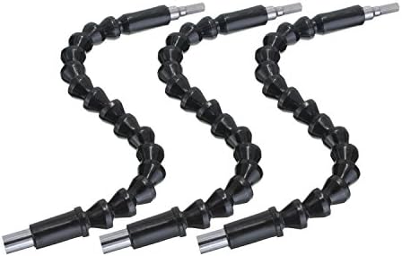 ESYN 295mm 1/4" Flexible Drill Driver Shaft HEX Screwdriver Extension Bar Black (3)