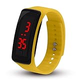 Fenghong LED Digital Sport Armbanduhr 20M Wasserdichte Silikon Armbanduhr,Gelb