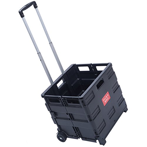 DXP Transport Trolley klappbar bis 35kg Einkaufstrolley Einkaufswagen Klappbox Transportwagen Shopping Trolley Faltbox Aluminium Kunststoff Schwarz WS-01 - 7