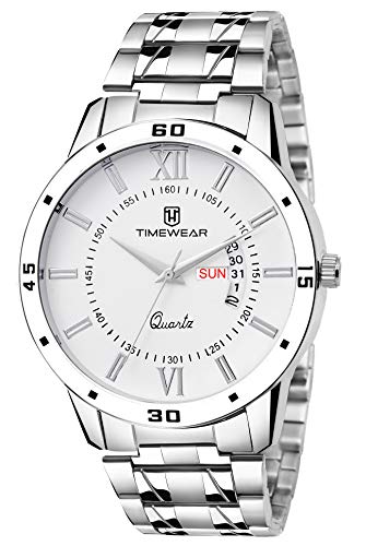 TIMEWEAR Day Date Functioning White Dial Chain Watch for Men
