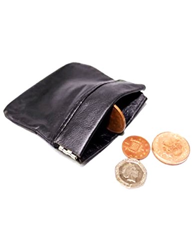 Preisvergleich Produktbild SystemsEleven Herren Damen Schwarz Echt Leder Münzfach Geldbörse