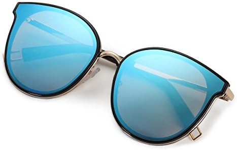 Retro Vintage Sunglasses Women Mirrored Summer Outdoor Eyewear (Blue)