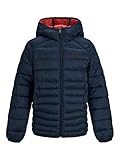 Outdoorjacke mit Kontrast Jack & Jones Junior Jungen JJEBOMB Puffer Hood NOOS JR Jacke, Blau Navy Blazer, (Herstellergröße: 176)