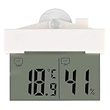  Fdit Termómetro Autoadhesivo LCD Hidrómetro Digital con Ventosa Reloj Ventana Montado en Pared Interior Jardín al Aire Libre