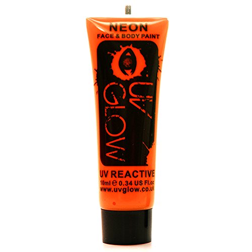 UV Glow Neon Face and Body Paint - 1x 10ml Orange