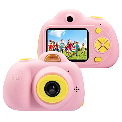 Cámara para niños ToyZoom Cámara de Fotos Digital 2 Objetivos Selfie 8MP Cámara Digital 1080P HD Videocámaras para Niños Niñas con Zoom Digital 4X, Flash Lights , 2" LCD, Batería Recargable (Rosa)