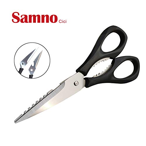 Samno Cici - Tijeras de cocina de alta resistencia, multifuncionales, extraíbles, con tecnología de corte de diamantes, con función de absorción magnética, fácil de limpiar negro