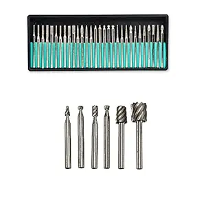 Digital Craft Rotary Tool Accessories Kit Mini Drill Bit Set with 3.2mm Mandrel in Electric Drill with 30Pc Diamond Burs 6pc HSS Rotary Burs