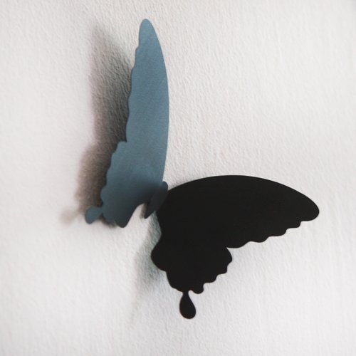 Wandkings Schmetterlinge im 3D-Style in SCHWARZ, 12 Stück, Wanddekoration mit Klebepunkten zur Fixierung - 4