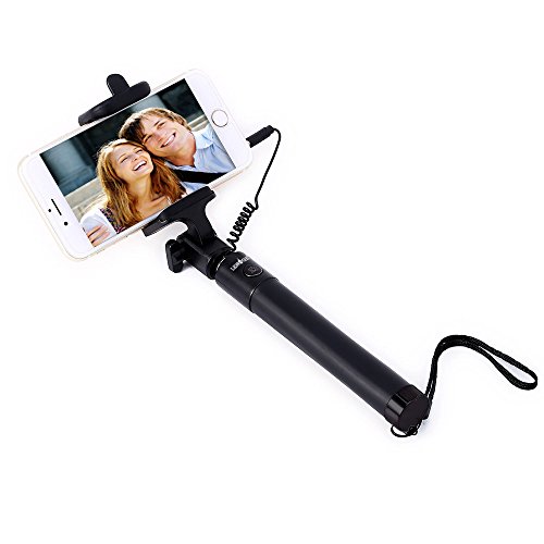 LENOGE Selfie Stick Selfie Stange Stab Erweiterbare Kabelsteuerung Halterung Halter fotografieren f¨¹r iPhone Samsung und andere Android£¬ios Smartphones Schwarz
