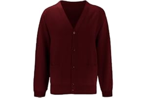 Star Fashion New Kids Unisex School Fleece Button Cardigans for Girls/Boys Uniform Long Sleeve Buttons up Sweater Formal Plain V Neck Open Front Pockets Kid’s Cardigan Ages 2-14 Years