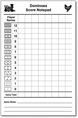 Guajolote Prints Mexican Train Chicken Foot Dominoes Score Pad 5.5 X 8.5 Inches, 50-Sheets