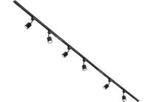 Kitchen Track Light Kit with Soho GU10 Spotlight Fixture & LED Bulbs Litecraft (Black, 3M 6 Light)