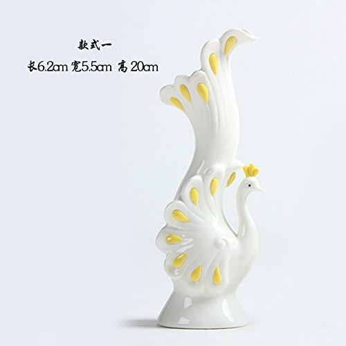 Ceramic vase decorative ornaments flower arrangement Peacock home simple modern creative water culture crafts,White - peacock - one