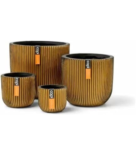 Pot bol Rib 24x21 zwart goud bloempot - Capi Europe