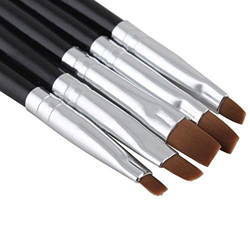 5pcs Nail Art Painting Acrylic UV Gel Salon Pen Flat Brush Kit Set Dotting Tool