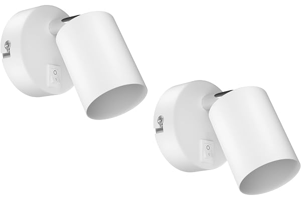ledscom.de 2 pièces Applique WAIKA, interrupteur, blanc mat, ronde, 1x GU10 max. 60W
