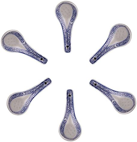 Fantastic Job Blue and White Porcelain Chinese Soup Spoons From Jingdezhen Pack of 6