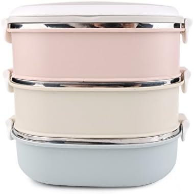 LYFF Insulated Lunch Box, Stainless Steel Square,Lock Boxes, Spoons, Chopsticks Set,Healthy And Safe, Easy To Clean