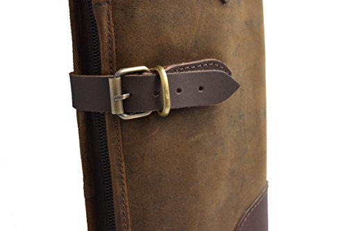Thick-Padded-Brown-Leather-Shotgun-Slip-Case-Lamb-Wool-Lined