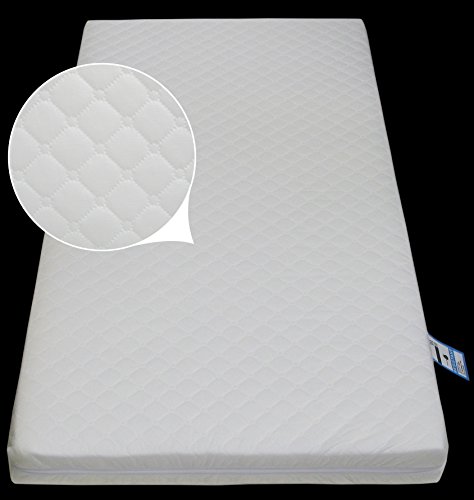 Anti-Bacterial Baby Junior / Toddler Cot | Cot Bed Foam Mattress (160 x 70 x 7.5 cm) with Quilted Breathable Zip Cover