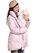 Front button waist ribbon down Maternity coat with baby pouch Pink UK size 12-14