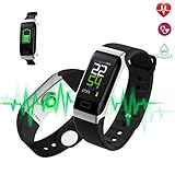 MEETYOO Fitness Armband, Aktivitätstracker mit Pulsuhren Schrittzähler Blutdruck Anruf/SMS Mahnung Wasserdicht Smartwatch für IOS und Android Fitness Tracker Uhr Sport für Herren Damen Kinder