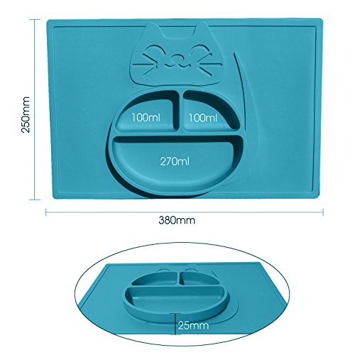 Kindergeschirr von PLAYTEMAT / Plastikteller mit Gratis Kinderlöffel / süßes Platzdeckchen für ihr Klein-Kind oder Baby - 4