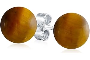 BLING JEWELRY Classique Boucles D'Oreilles Clous En Forme De Boule Ronde Avec Un Design De Cercle En Pierre Précieuse De 6MM Pour Femmes En Argent Sterling .925 Avec Une Variété D'Options De Pierres De Naissance.