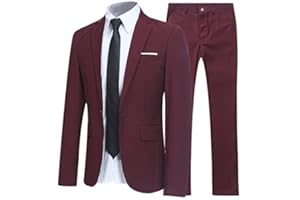 Allthemen Abiti da Uomo 2 Pezzi Suit Slim Fit Wedding Dinner Tuxedo Abiti per Uomo Business Casual Giacca e Pantaloni 10 Colori Disponibili
