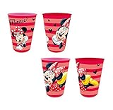 Disney Minnie Mouse 4 vasos de plástico de 280 ml de capacidad perfectamente embalados.