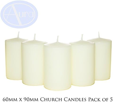 PACK of 5 - Ivory Church Candles (60mm x 90mm)
