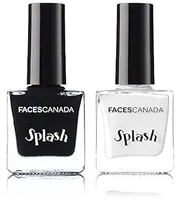 Faces Canada Splash Nail Enamel Set of 2 - White O White & Black Beauty (16ml)
