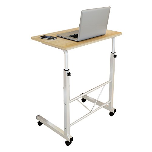 Soges 80x40cm Betttisch / fahrbarer Laptoptisch neigungs und höhenverstellbar auch für die professionelle Pflege, Teak