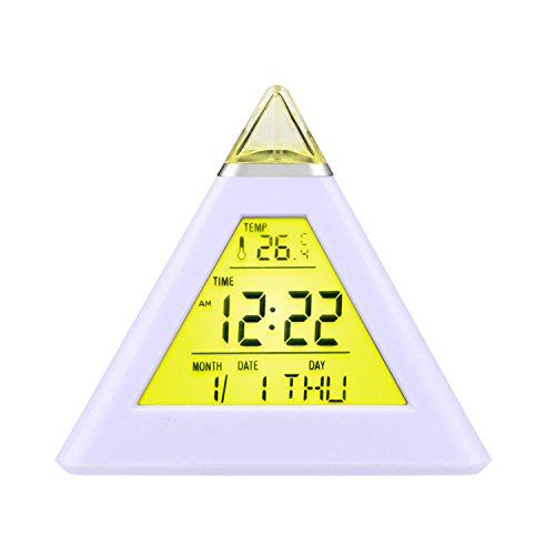 HAMSWAN Digitaler Wecker mit 7 farbwechselnden LEDs Zeigen Zeit Datum Temperatur (3xAAA Batterien für Stromversorgungen aber nicht im Lieferumfang) - 4