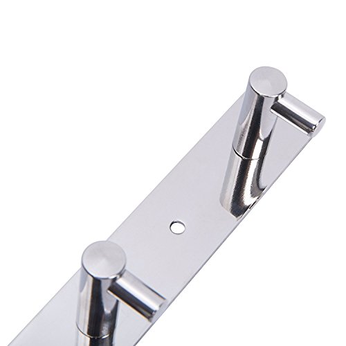 IMIEE Handtuchhaken Bademantelhaken Kleiderhaken Edelstahl 5 Haken selbstklebend Nickel Haken gebürstet - 2