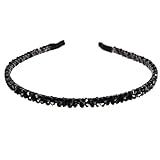 JUSTFOX – Luxus Strass Haarreif Hochzeit Blumen schwarz