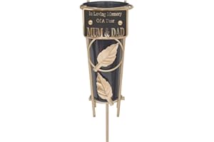 ONLINESTREET Grave Vases with Spike Grave Ornaments - Memorial Plaques/Black Vases Flower Holders with Personalised Quotes; Metal Spikes Grave Decorations in Loving Memory of your Loved Ones (Mum & Dad)