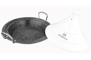 Baumalu, Tajine de acero inoxidable 30 cm con tapa cerámica blanca, compatible con todo tipo de fuegos, incluyendo inducción, diseño elegante y duradero, tamaño 30 cm, color blanco, acero inoxidable