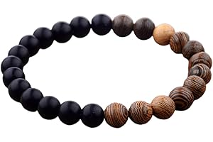 EXINOX Pulsera Tibetana de Cuentas de Sándalo | Hombre Mujer | Pulsera Tradicional Budista