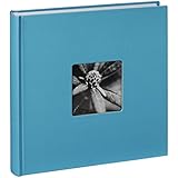 Hama Jumbo Fotoalbum Fine Art (30 x 30 cm, 100 Seiten, 50 Blatt, mit Ausschnitt f&uuml;r Bildeinschub) hellblau