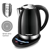 Control termostático strix: uso seguromediante el termostato strix, tecnología británica líder mundial de seguridad en hervidores eléctricos, puede ajustar la temperatura del agua de forma precisa, cuando alcance los grados indicados se apagará de forma automática, además incorpora un sistema de protección contra la ebullición en seco: cuando el hervidor no dispone de agua o esta se termina por accidente, el aparato se desconecta automáticamente evitando accidentes
