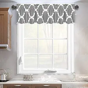 Melodieux Moroccan Fashion Room Darkening Rod Pocket Window Curtain Valance, 52 by 18 Inch, Grey (1 Panel)