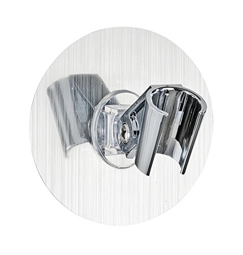 Wenko 22133100 Static-Loc Duschkopfhalter Osimo Befestigen ohne bohren, Polyethylenterephthalat, silber, 9,5 x 9,5 x 6,2 cm